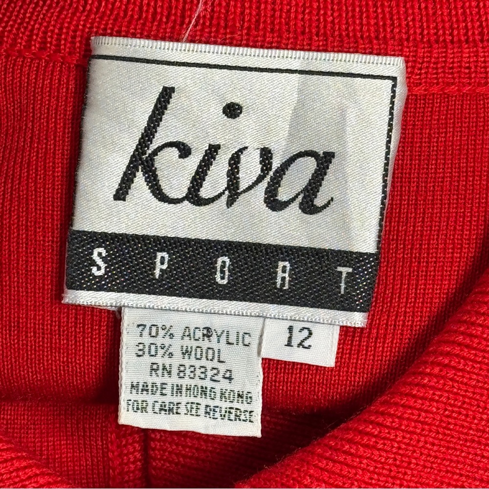 VTG 60s 70s Kiva Sport Red Knit Midi Dress Long Sleeve Modest Housewife size 12 - Picture 7 of 9